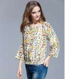 Floral printed silk crepe de chine top